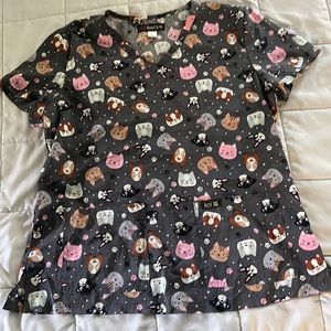 Animal printed scrub top